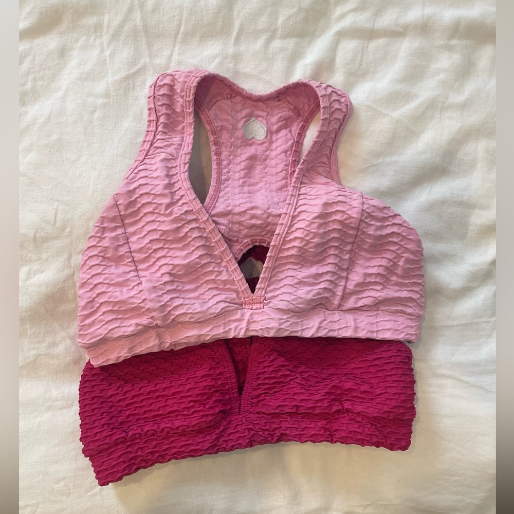 2 BBB pink sports bras